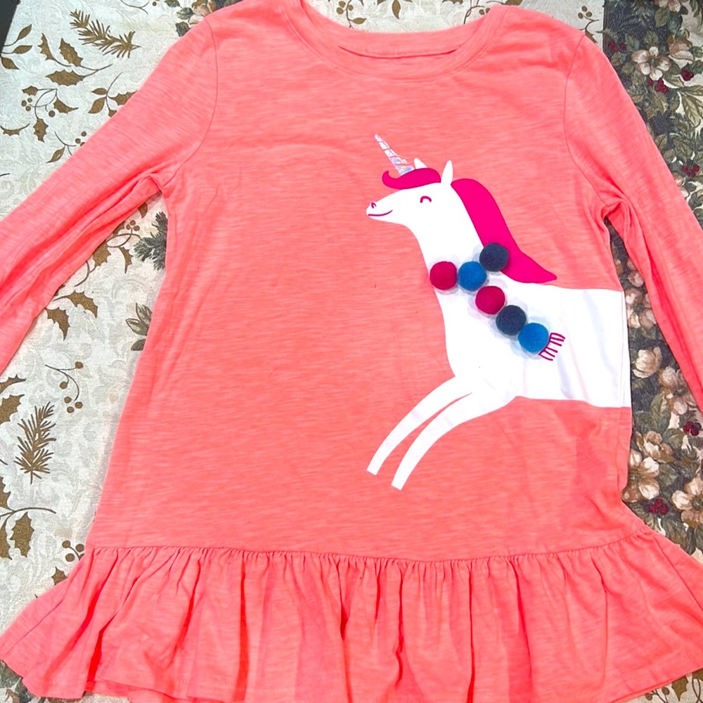 Orangish pink kids shirt (with a unicorn!)